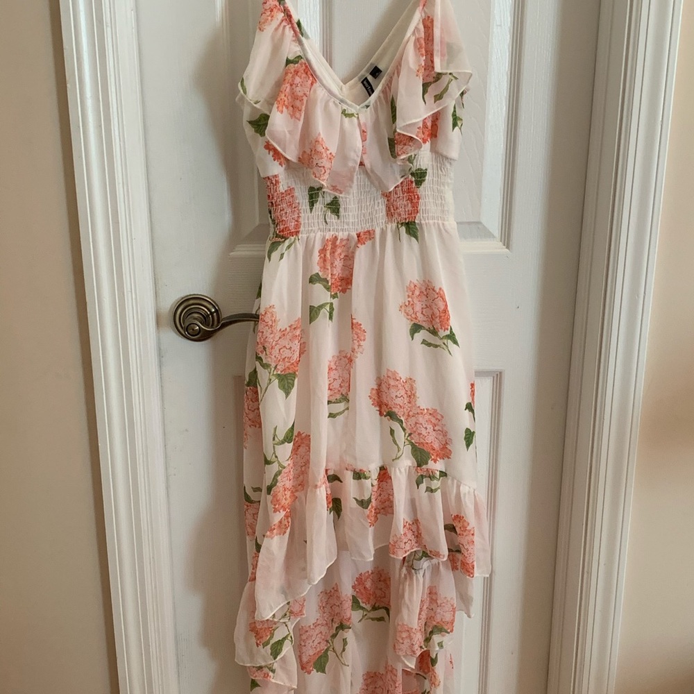 Flowered hi lo dress